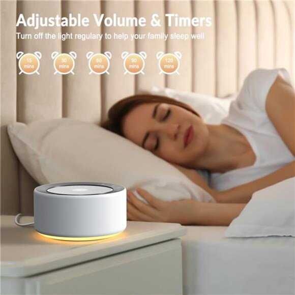 White Noise Sound Machine with Nursery Lamp, Mood Lighting, 7 Colour - Picture 6 of 7